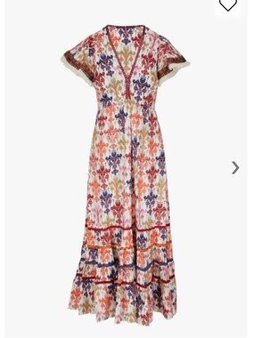 $575 SACHIN BABI Paloma Multicolor Ikat Tapestry Cotton Print Maxi Dress L/ XL